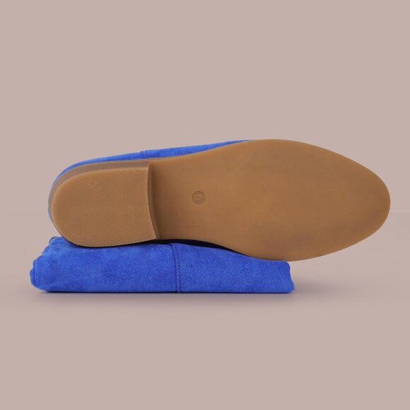 Hawkwell Women's Blue Low Flat Heel Thigh High Over The Knee Fashion Boots - Picture 6 of 6